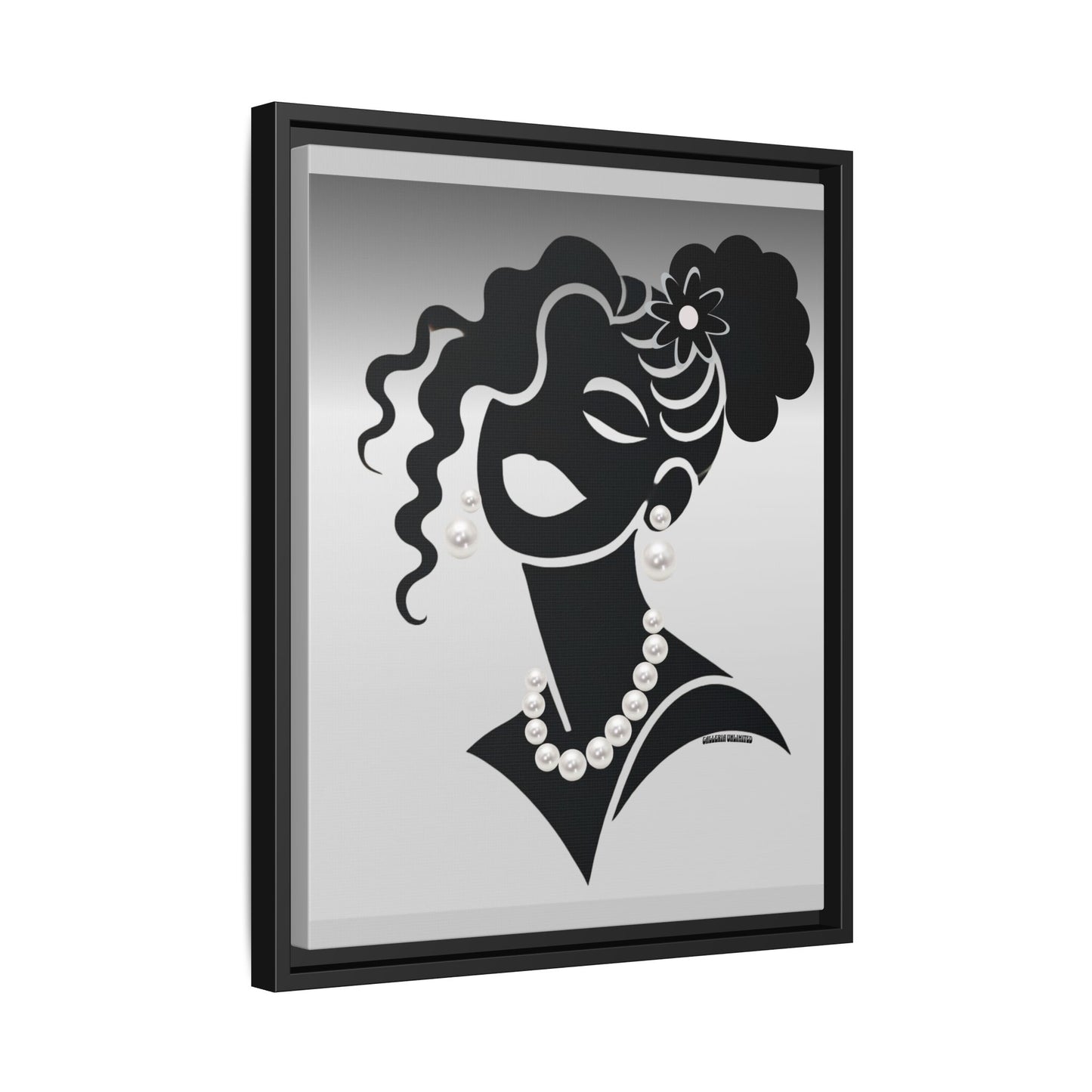 Pearls & Curls 2 | Black and White Framed Matte Canvas Wall Art (black or white frame)