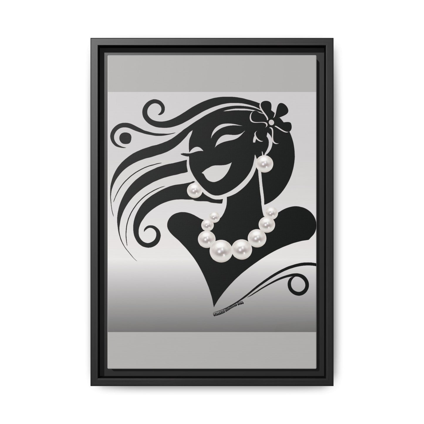 Pearls & Curls6 | Black and White - Framed Matte Canvas Art (black or white frame)