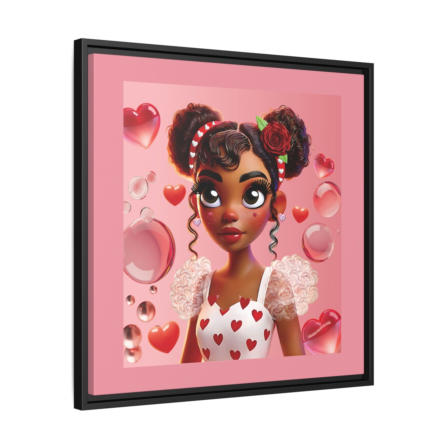 Heartbreaker Girl | Bubblegum - Canvas Print, framed matte (multiple sizes/frame colors)