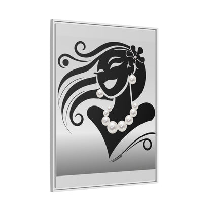 Pearls & Curls 6 | Black and White Framed Matte Canvas Wall Art (black or white frame)