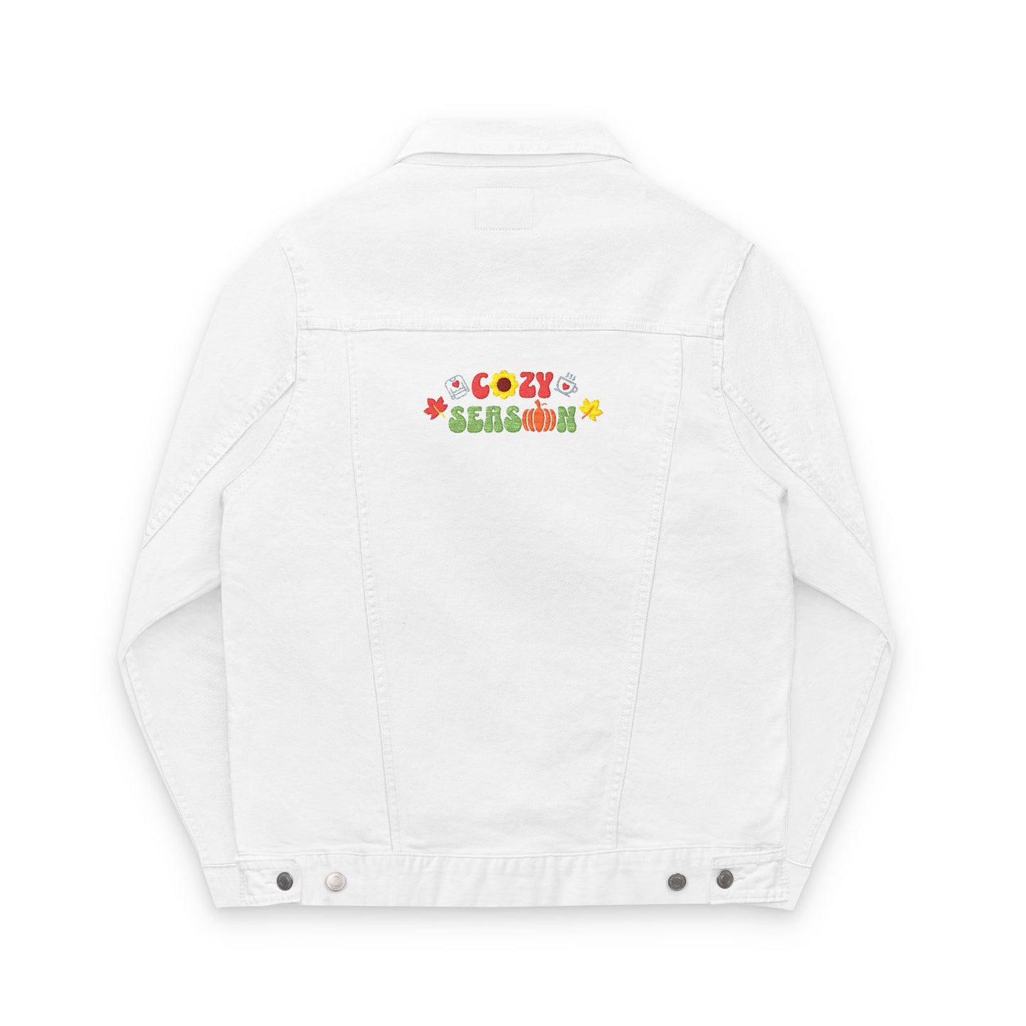The Cozy Edit1 - Embroidered Denim Jacket (classic, black, and white denim)
