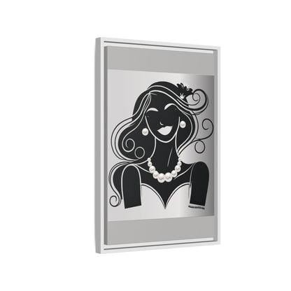 Pearls & Curls1 | Black and White - Framed Matte Canvas Art (black or white frame)