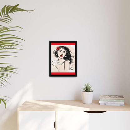 Pearls & Curls 3 | Scarlet Kiss Framed Matte Canvas Wall Art (black or white frame)