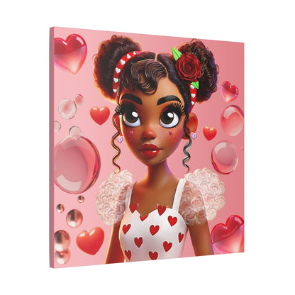 Heartbreaker Girl | Bubble Gum Satin Stretched Canvas Print