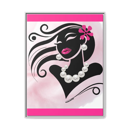 Pearls & Curls 6 | Candy Kiss Framed Matte Canvas Wall Art (black or white frame)