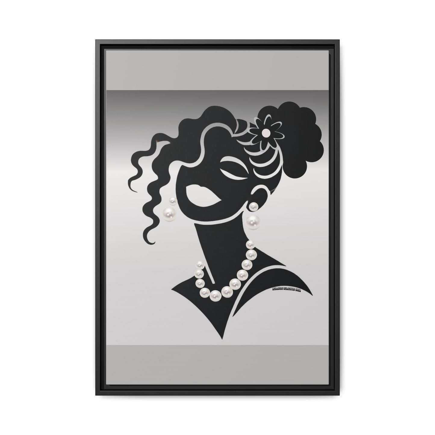 Pearls & Curls5 | Black and White - Framed Matte Canvas Art (black or white frame)