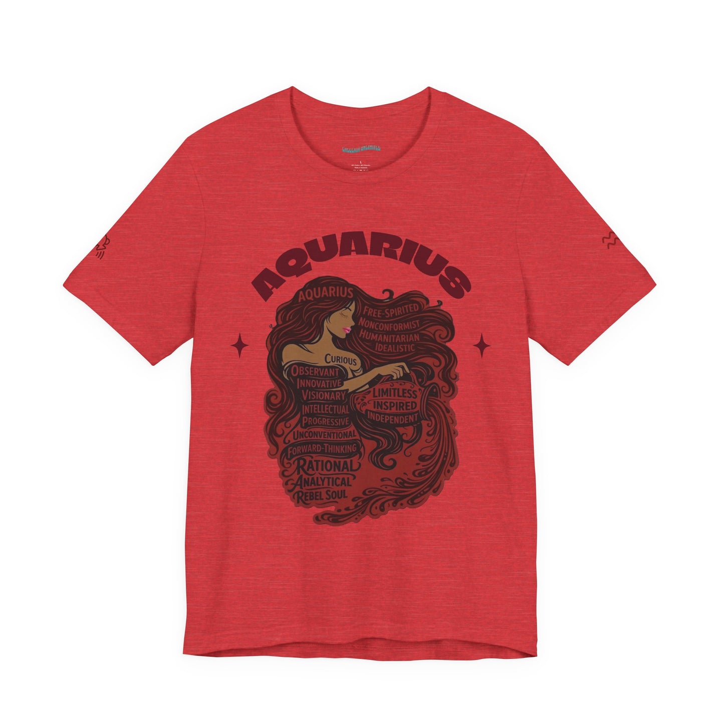 Aquarius| Word Art Graphic Tee (garnet) -- "Aquarius" Definition on Back