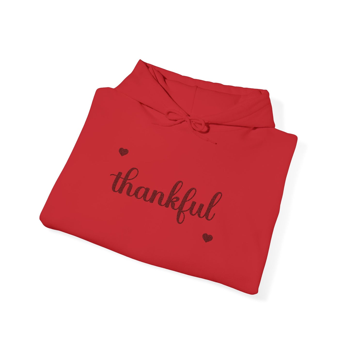 The Thankful Edit1 | Maroon Embroidered Thankful Hoodie, maroon hearts (multiple colors)