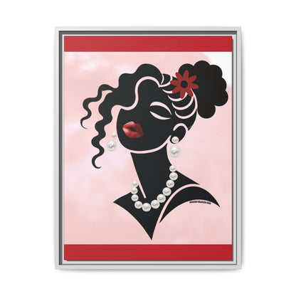 Pearls & Curls5 | Ruby Kiss - Framed Matte Canvas Art (black or white frame)