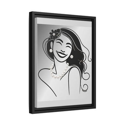 Pearls & Curls 3 | Black and White Framed Matte Canvas Wall Art