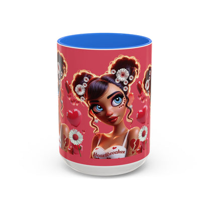 Heartbreaker 1 | Raspberry - Coffee Mug, two-tone, 15 oz (multiple handle colors)