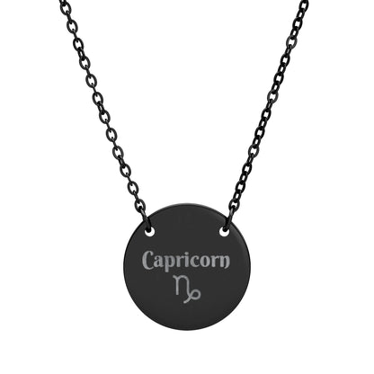 Capricorn | Medallion Glyph Necklace (18K gold/rose gold, stainless steel, rainbow/black PVD coating)