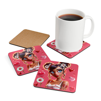 Heartbreaker 1 | Raspberry - Corkwood Coaster Set