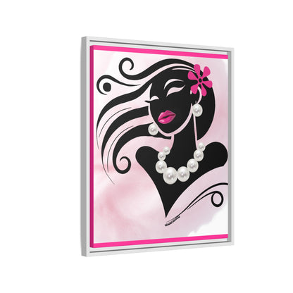 Pearls & Curls 6 | Candy Kiss Framed Matte Canvas Wall Art (black or white frame)