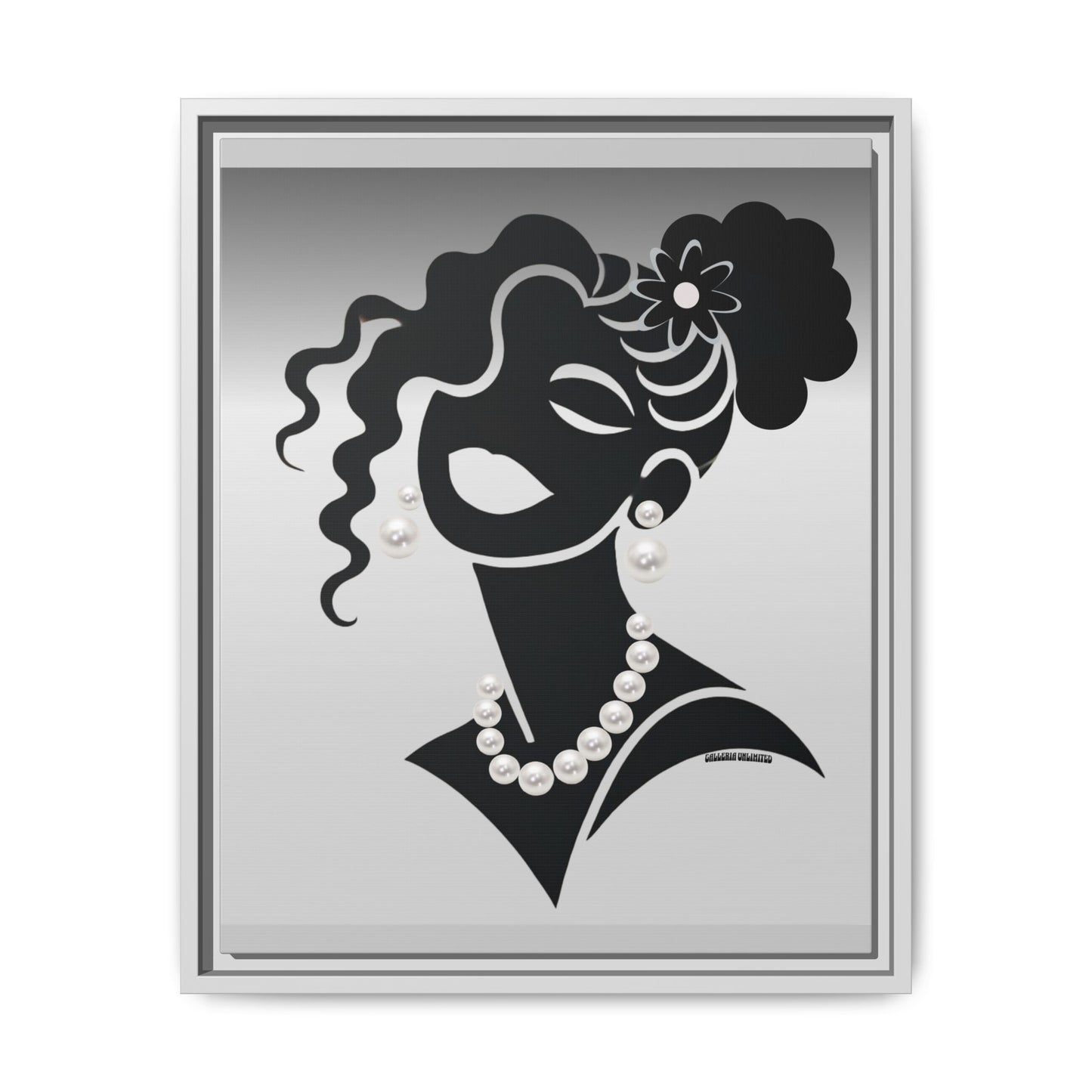 Pearls & Curls 2 | Black and White Framed Matte Canvas Wall Art (black or white frame)