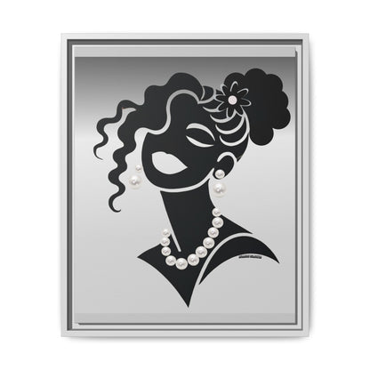 Pearls & Curls 2 | Black and White Framed Matte Canvas Wall Art (black or white frame)