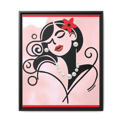 Pearls & Curls 4 | Cherry Kiss Framed Matte Canvas Wall Art (black or white frame)