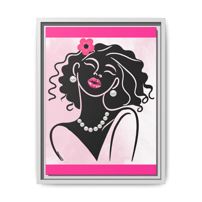 Pearls & Curls 2 | Pink Kiss Framed Matte Canvas Wall Art (black or white frame)