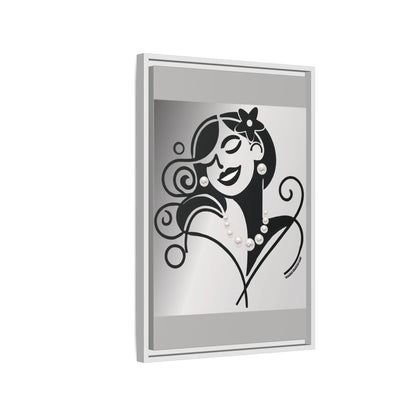 Pearls & Curls4 | Black and White - Framed Matte Canvas Art (black or white frame)