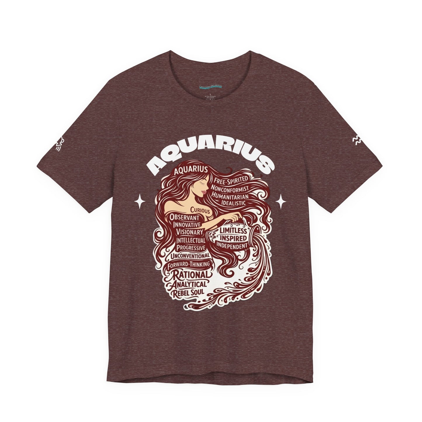 Aquarius| Word Art Graphic Tee2 (garnet)--"Aquarius" Definition on Back