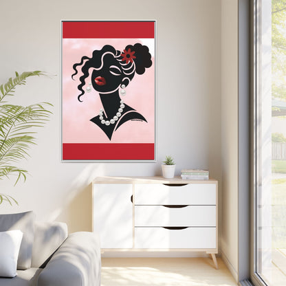 Pearls & Curls5 | Ruby Kiss - Framed Matte Canvas Art (black or white frame)