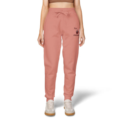 Harvest Haze | Maroon Embroidered 'Hot Chocolate' Sweatpants