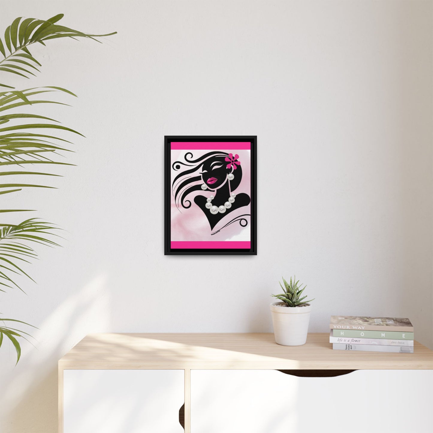 Pearls & Curls 6 | Candy Kiss Framed Matte Canvas Wall Art (black or white frame)