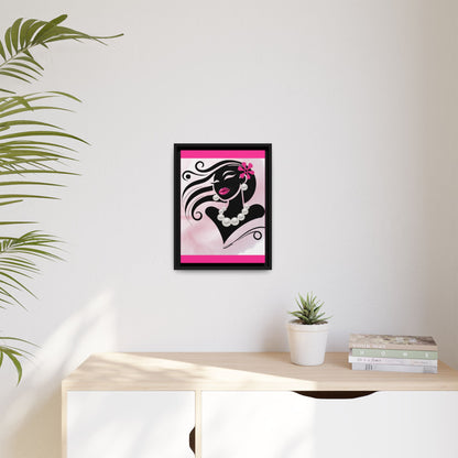 Pearls & Curls 6 | Candy Kiss Framed Matte Canvas Wall Art (black or white frame)
