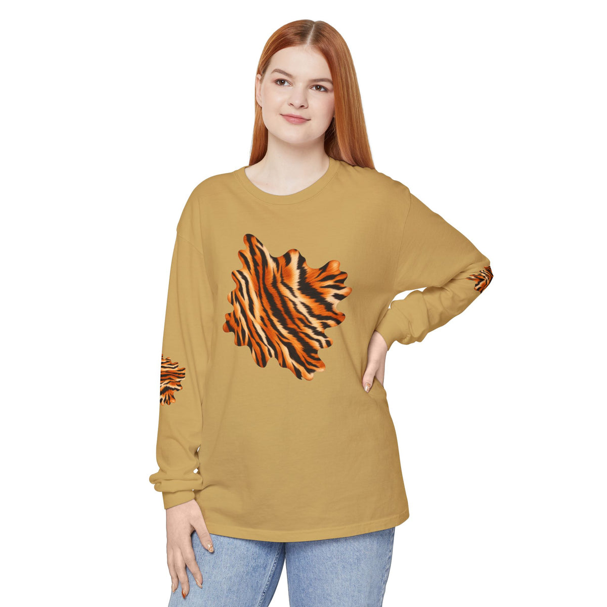 Tiger | Tiger Stripe Patch Long Sleeve T-Shirt (multiple colors)