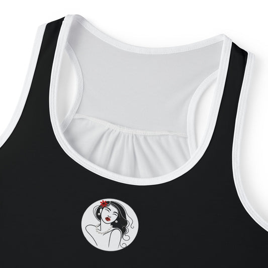 Pearls & Curls3 | Black - Scarlet Kiss Ringer Tank (black or white trim)