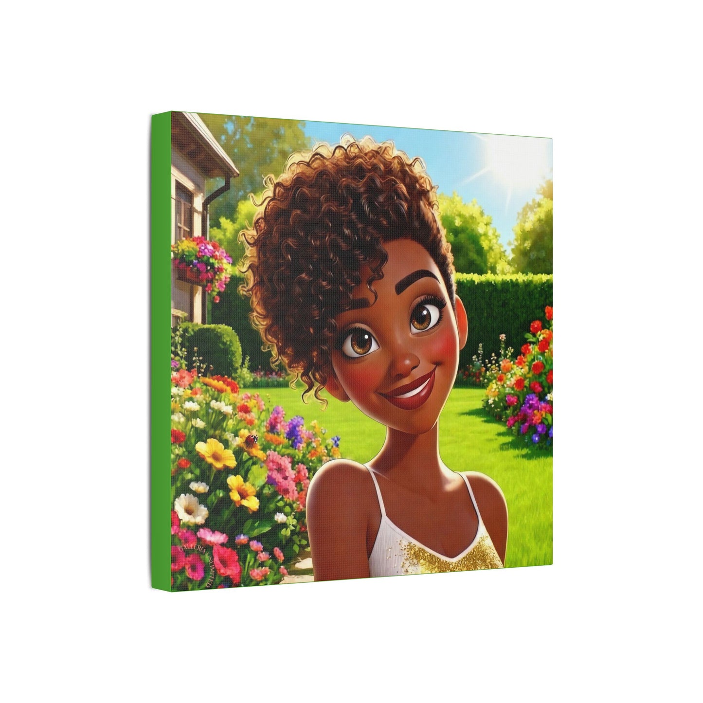 Spring Bloom | Lady Bug, Satin Stretched Canvas Print
