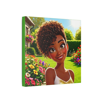 Spring Bloom | Lady Bug, Satin Stretched Canvas Print