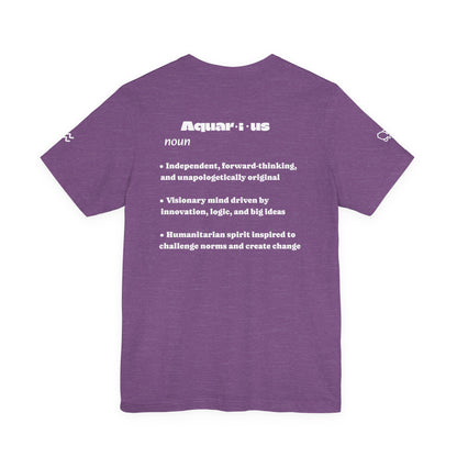 Aquarius | Word Art Graphic Tee2 (amethyst)-"Aquarius" Definition on Back