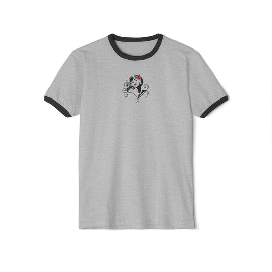 Pearls & Curls4| Ruby Kiss Ringer Tee (heather grey or white)