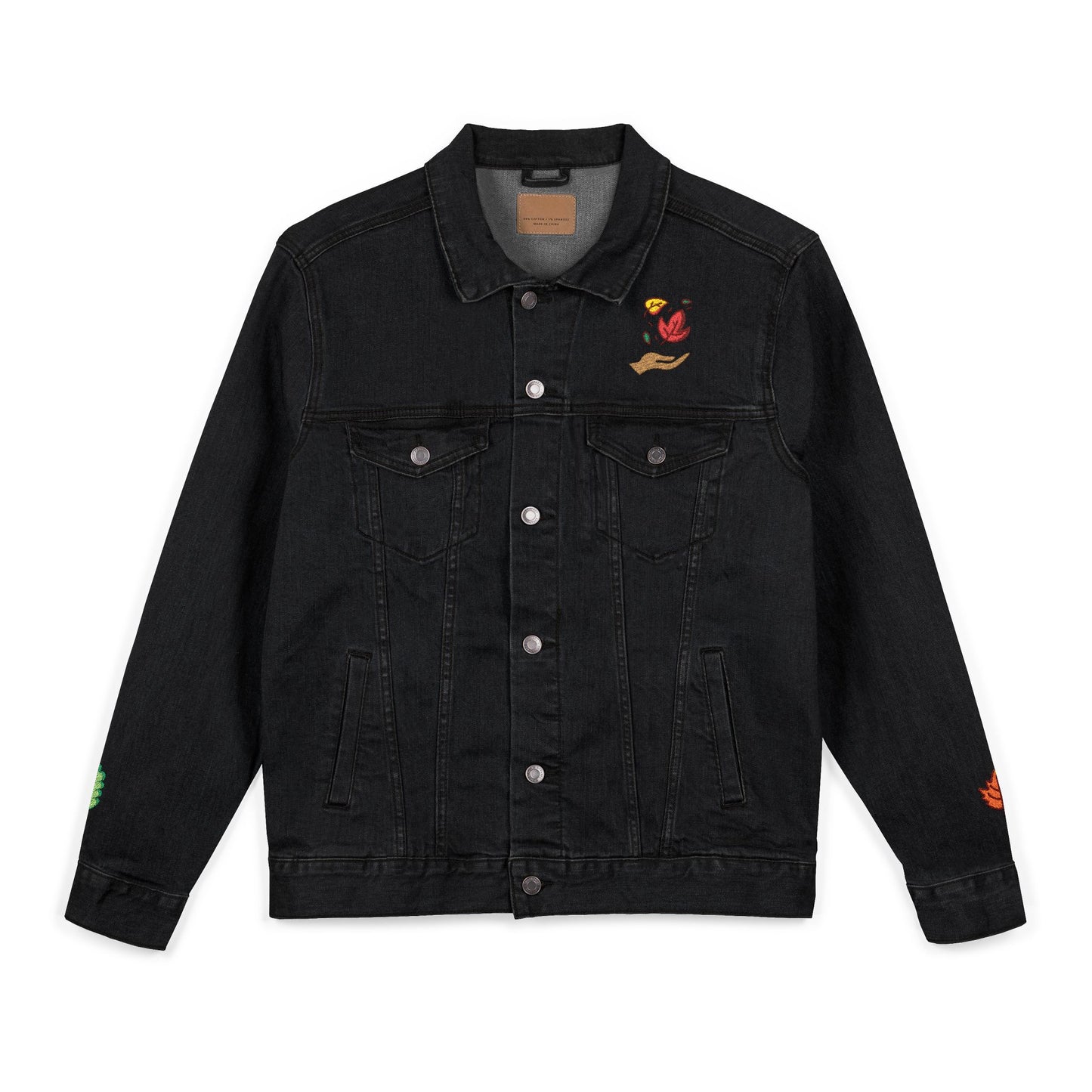 The Cozy Edit1 - Embroidered Denim Jacket (classic, black, and white denim)