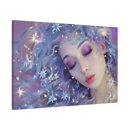 Winter Fantasy 4 | Celestial Maiden Serenity Satin Stretched Canvas Print