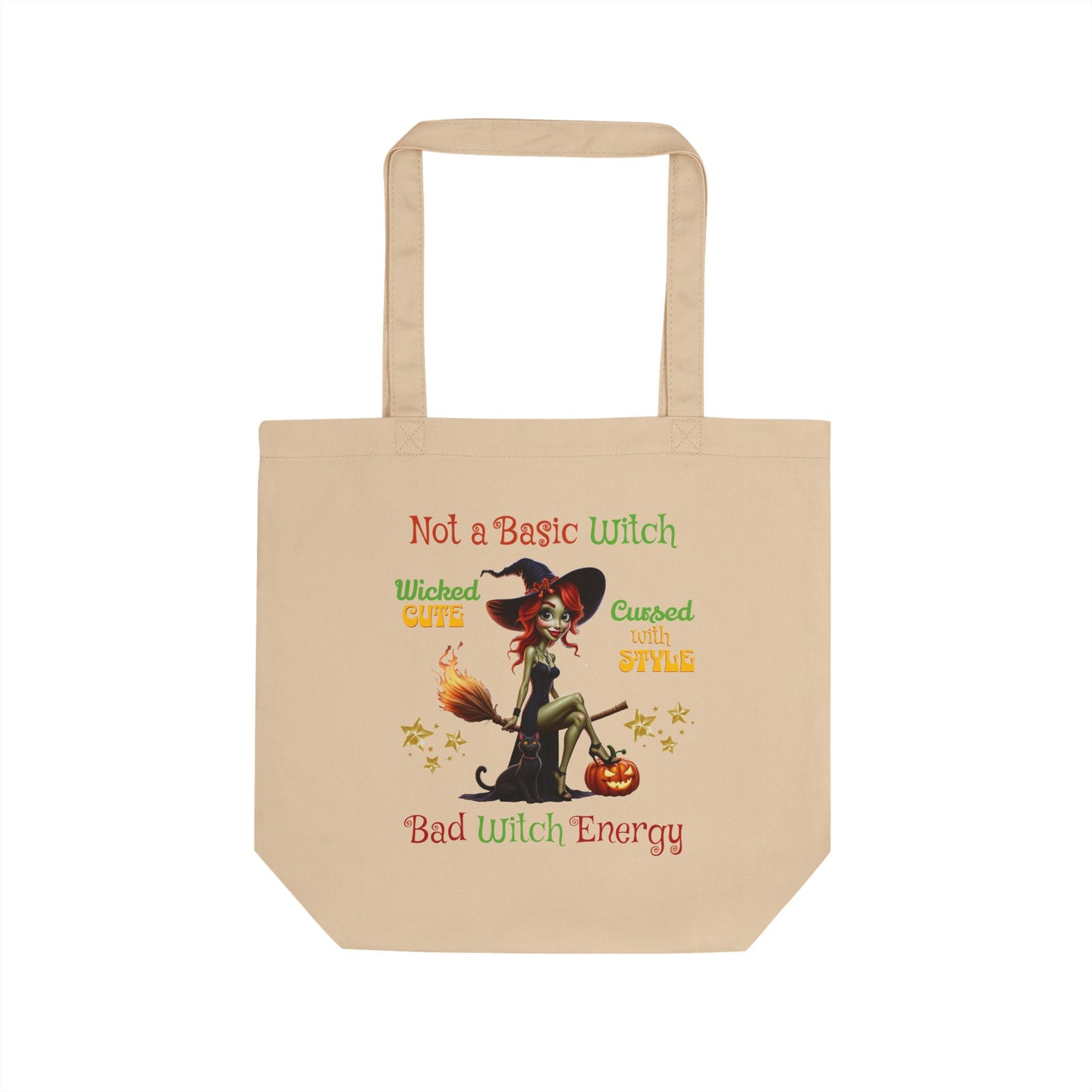 Harvest 'Ween 1 | "Not a Basic Witch" & "Eat, Drink and Be Scary" Eco Canvas Tote Bag