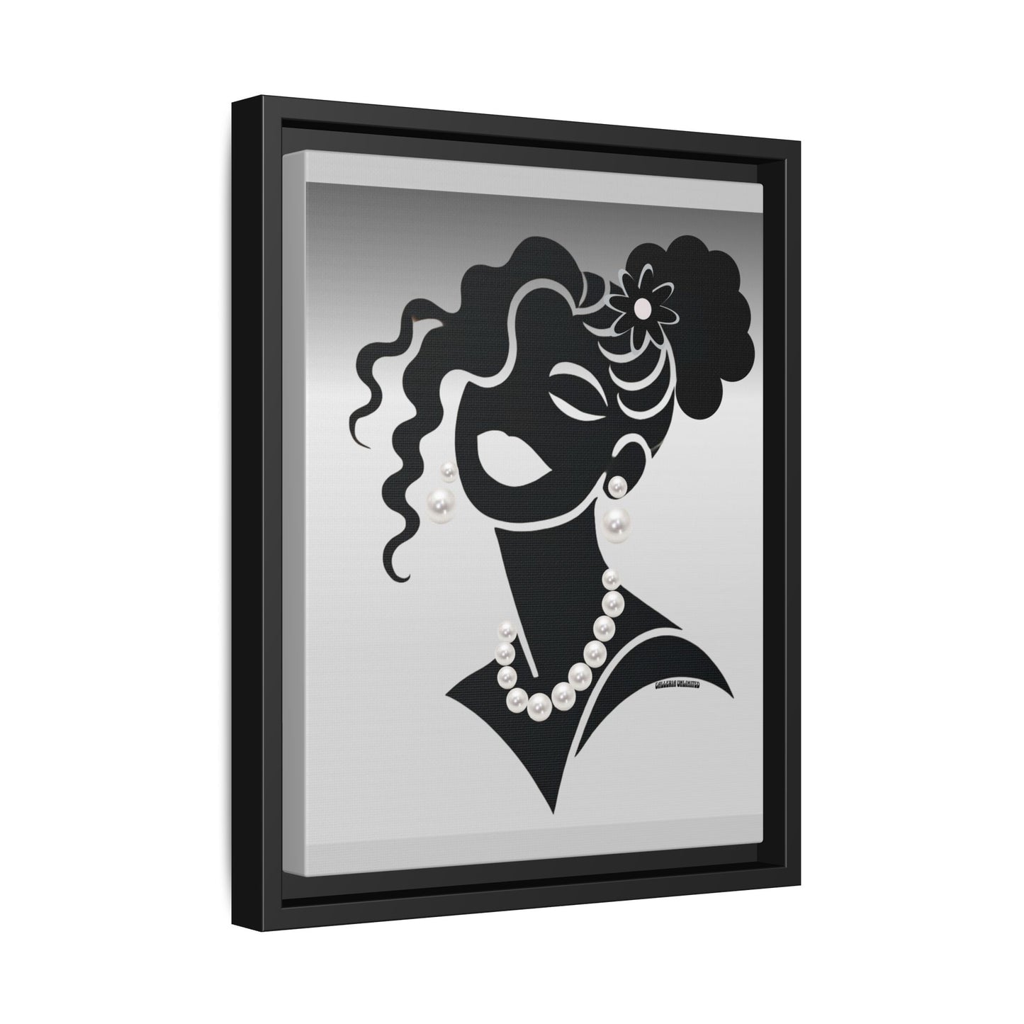 Pearls & Curls 2 | Black and White Framed Matte Canvas Wall Art (black or white frame)