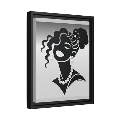 Pearls & Curls 2 | Black and White Framed Matte Canvas Wall Art (black or white frame)
