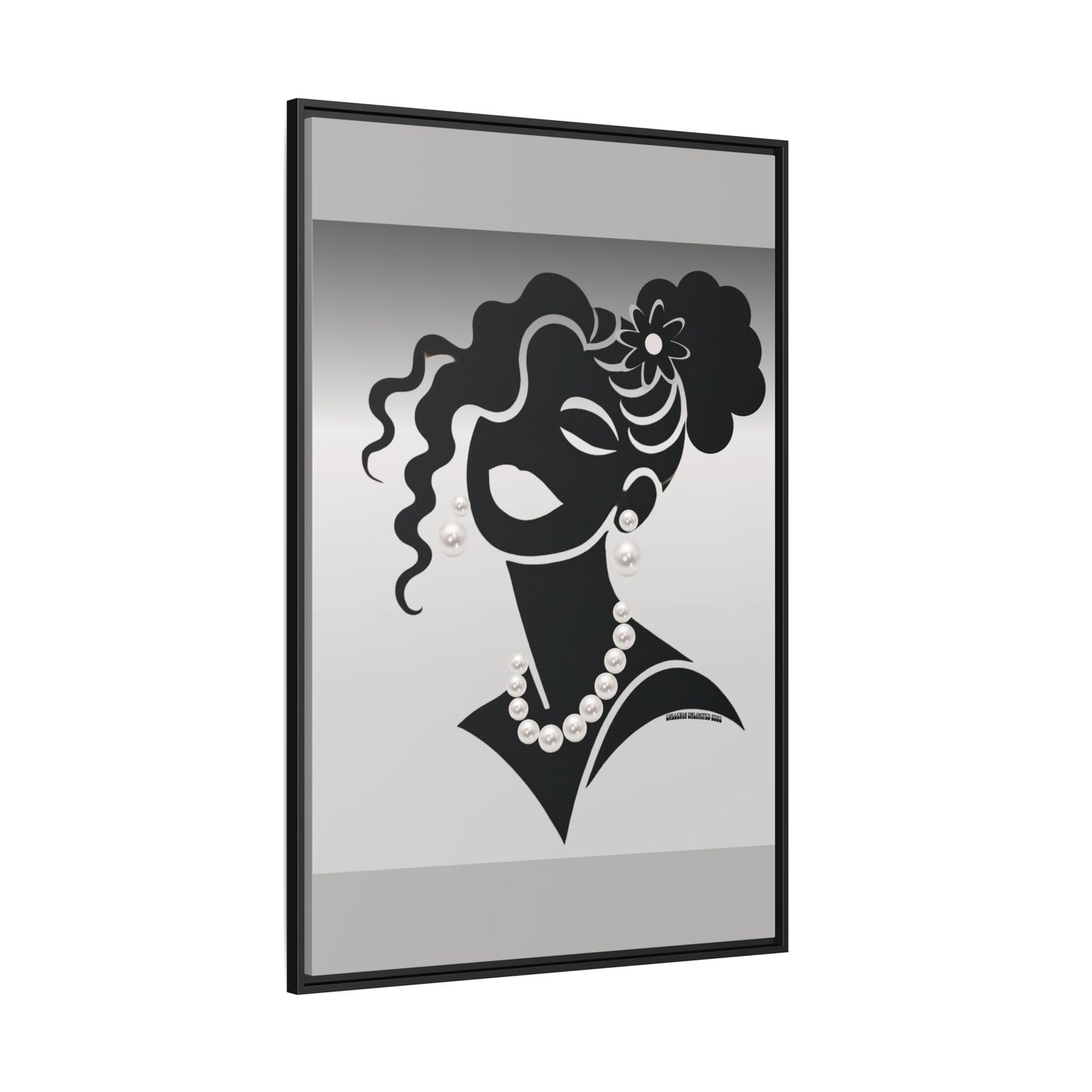 Pearls & Curls5 | Black and White - Framed Matte Canvas Art (black or white frame)