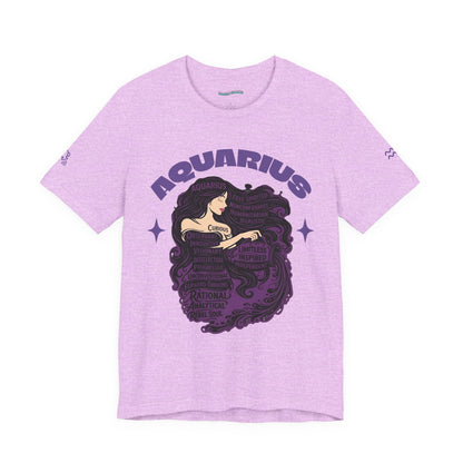 Aquarius | Word Art Graphic Tee2 (amethyst)-"Aquarius" Definition on Back
