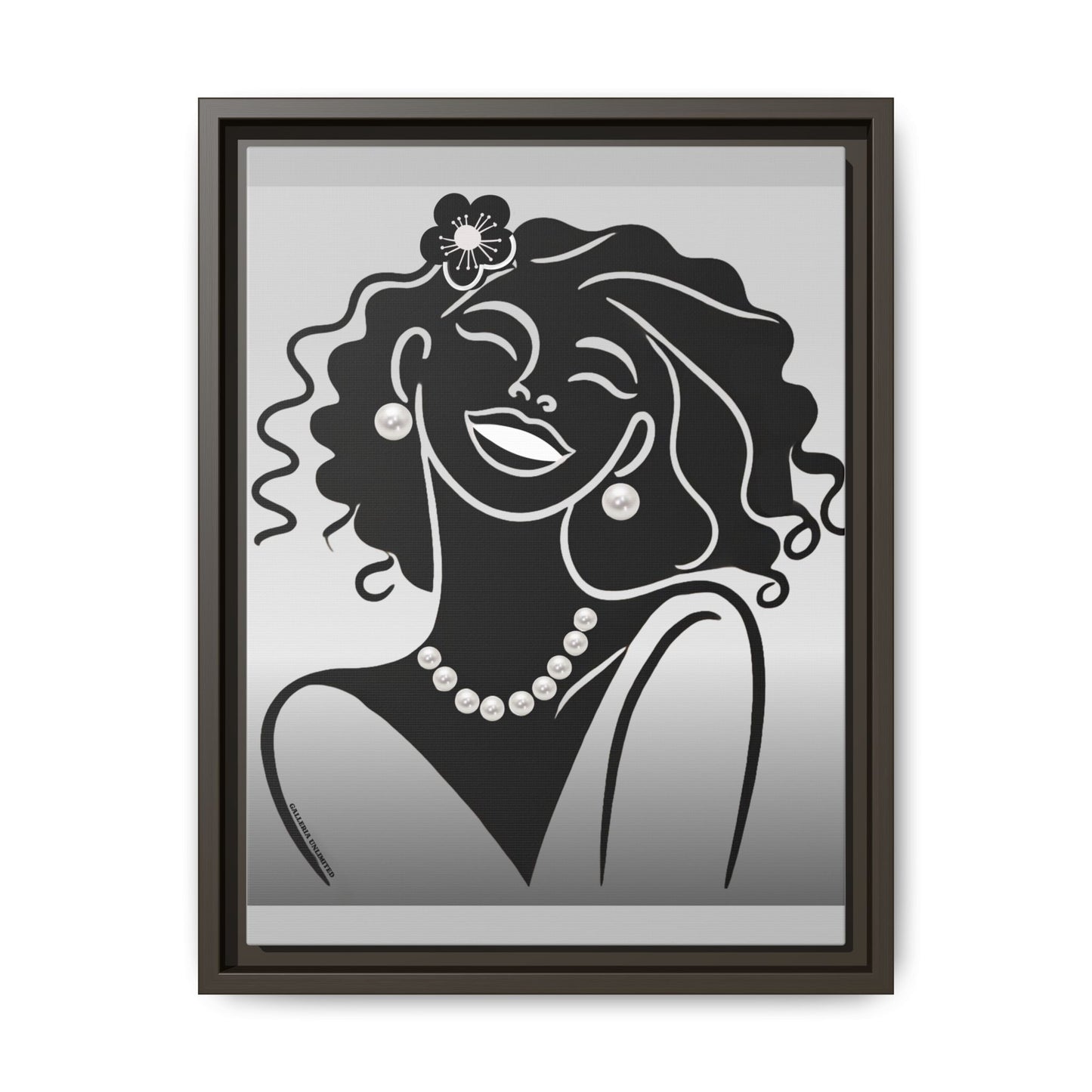 Pearls & Curls 2 | Black and White Framed Matte Canvas Wall Art (black or white frame)