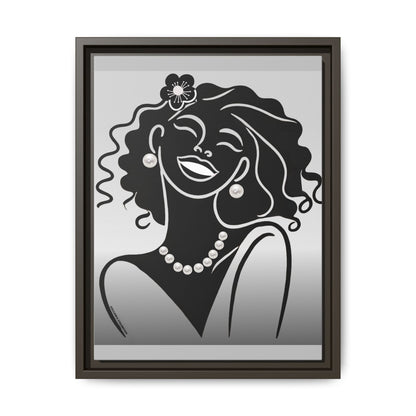 Pearls & Curls 2 | Black and White Framed Matte Canvas Wall Art (black or white frame)