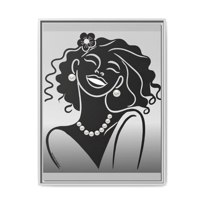 Pearls & Curls 2 | Black and White Framed Matte Canvas Wall Art (black or white frame)