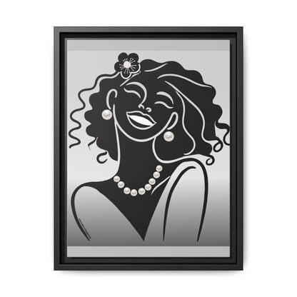 Pearls & Curls 2 | Black and White Framed Matte Canvas Wall Art (black or white frame)