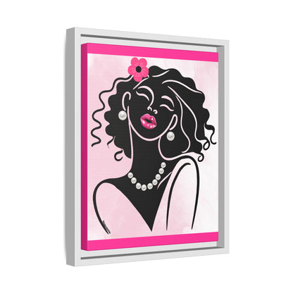 Pearls & Curls 2 | Pink Kiss Framed Matte Canvas Wall Art (black or white frame)