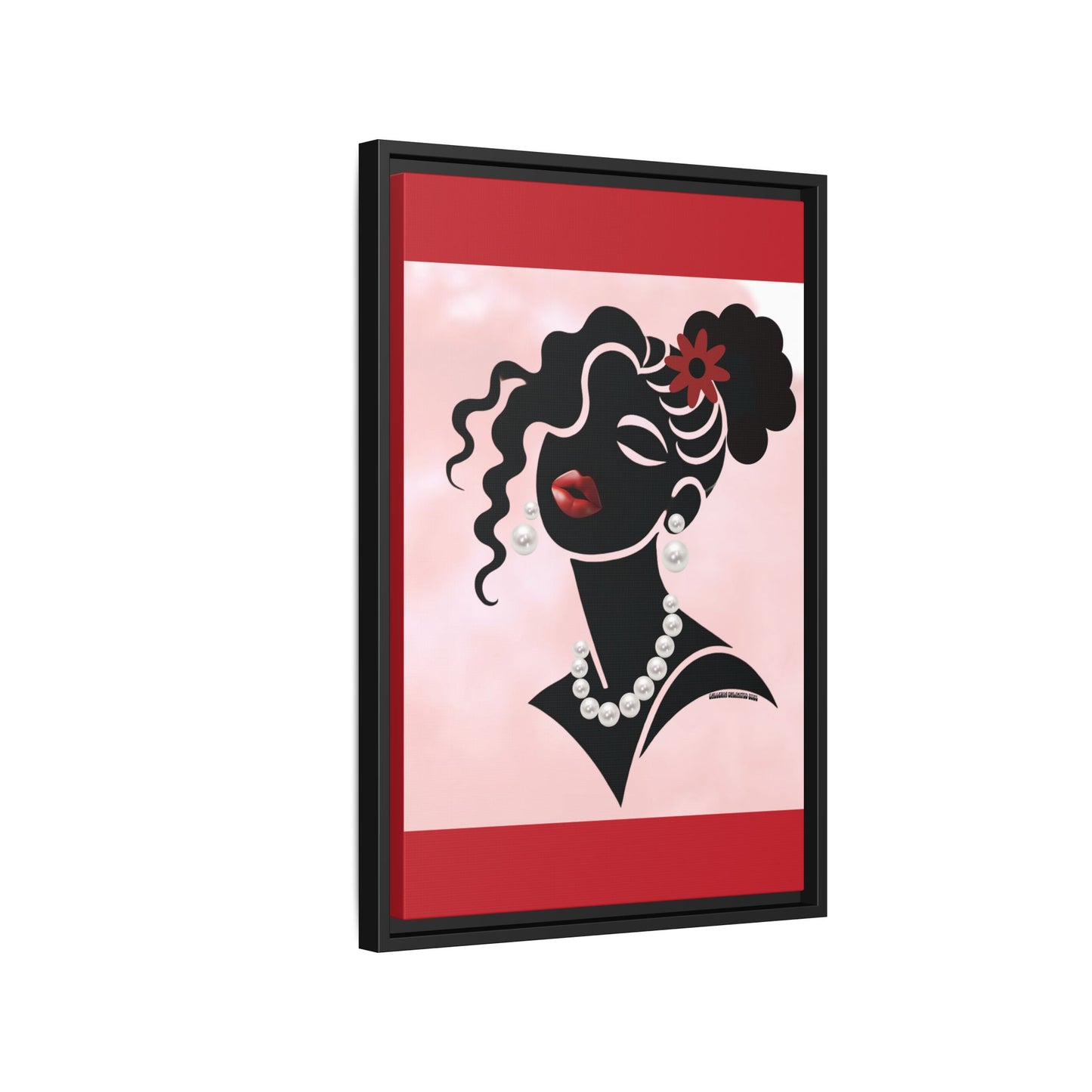 Pearls & Curls5 | Ruby Kiss - Framed Matte Canvas Art (black or white frame)
