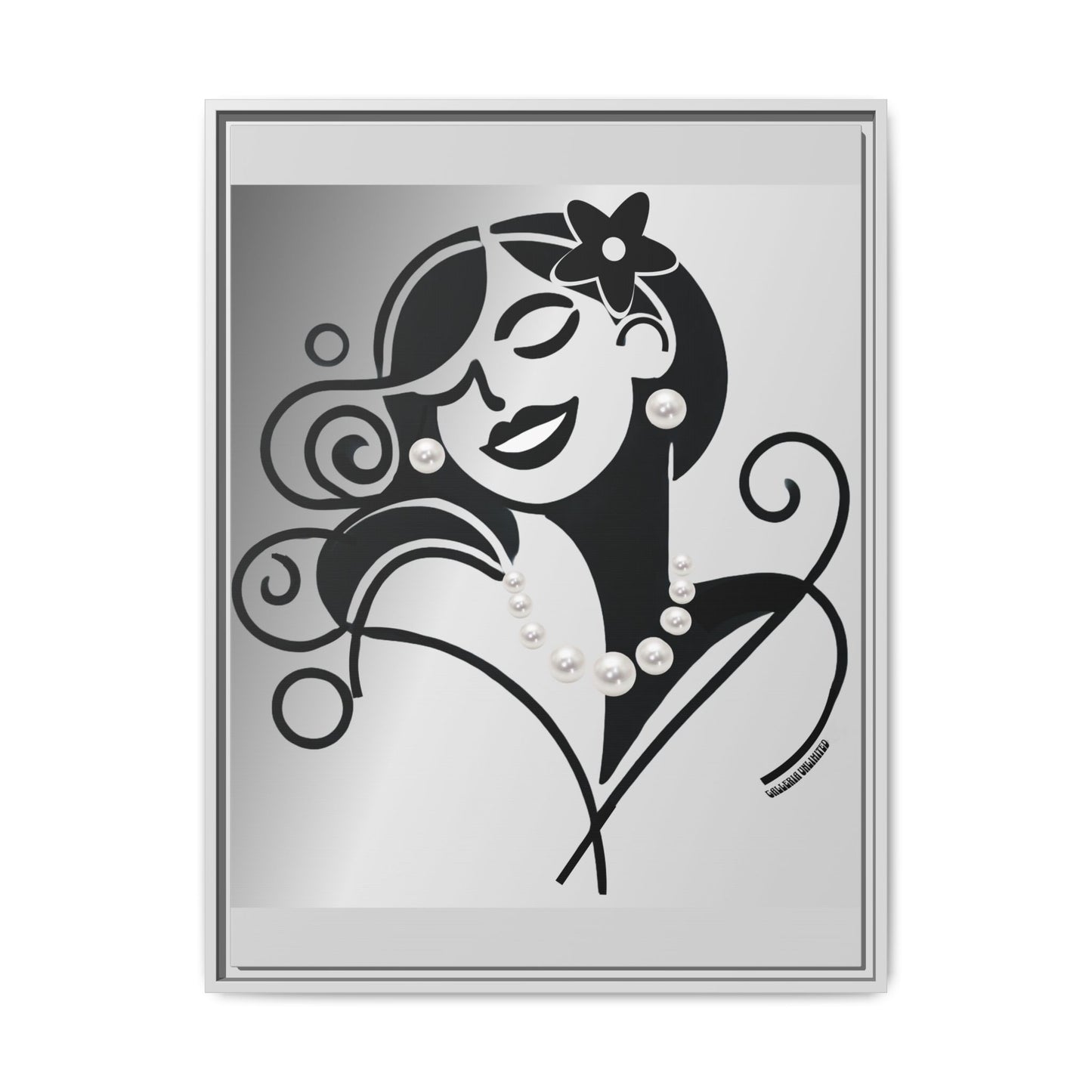 Pearls & Curls 4 | Black and White Framed Matte Canvas Wall Art (black or white frame)