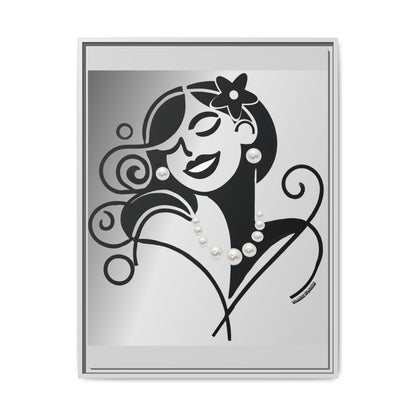 Pearls & Curls 4 | Black and White Framed Matte Canvas Wall Art (black or white frame)