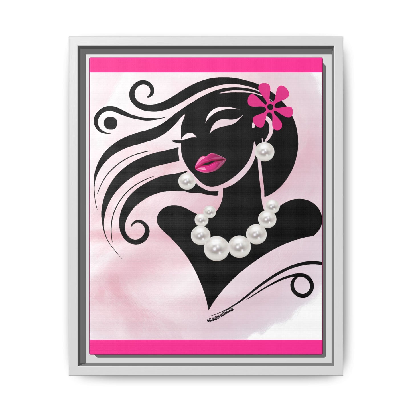 Pearls & Curls 6 | Candy Kiss Framed Matte Canvas Wall Art (black or white frame)